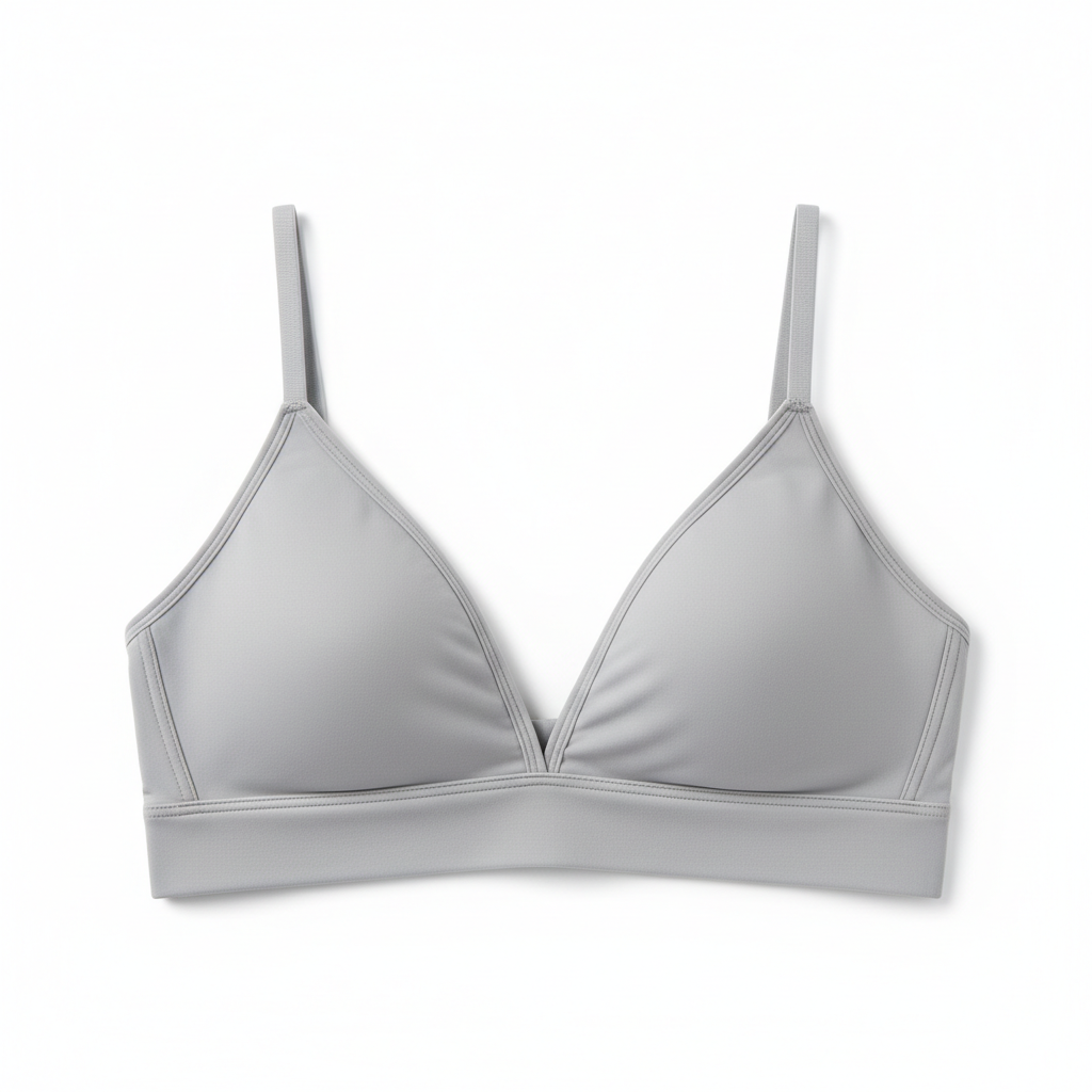 Women seamless triangle wireless bra light grey