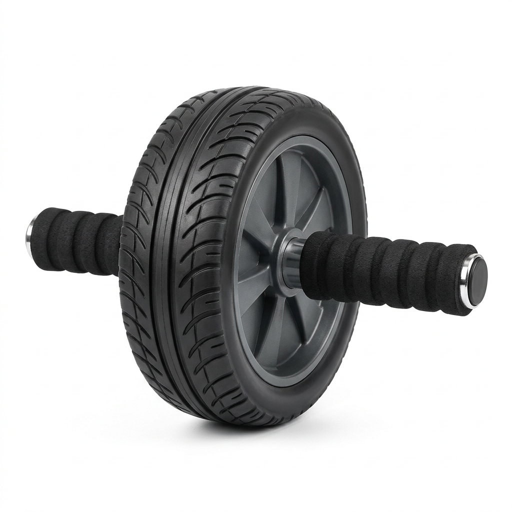 Abdominal exercise wheel with handles for core and abdominal workouts.