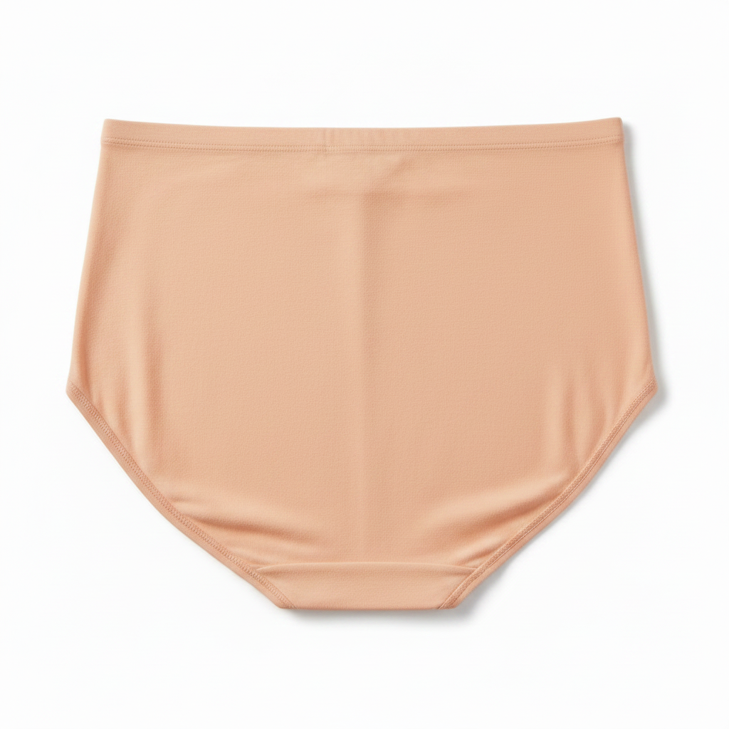 Back view of high waist stretch cotton briefs on white background