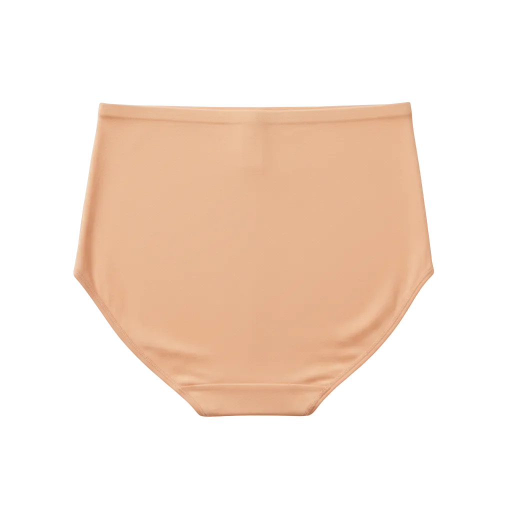 Back view of high waist full coverage cotton briefs on white background
