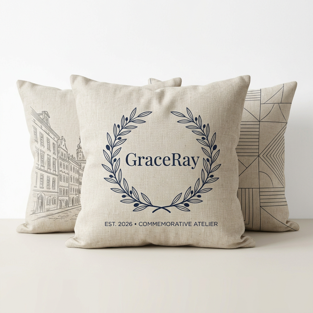 Custom personalized cushion with printed artwork and text for a commemorative gift.