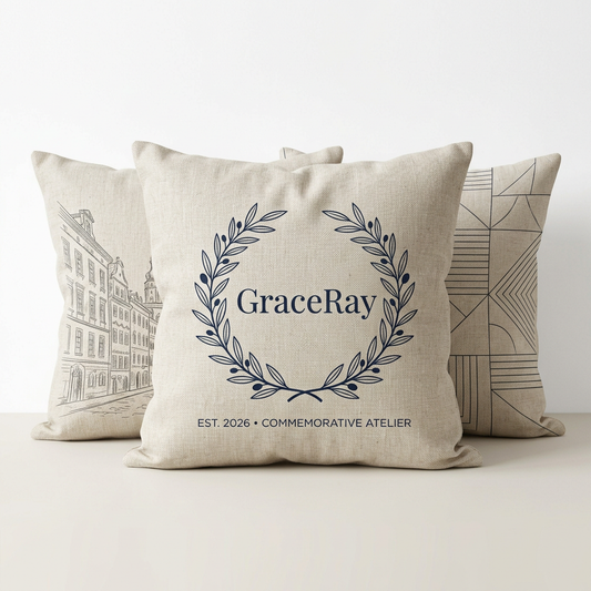 Custom personalized cushion with printed artwork and text for a commemorative gift.