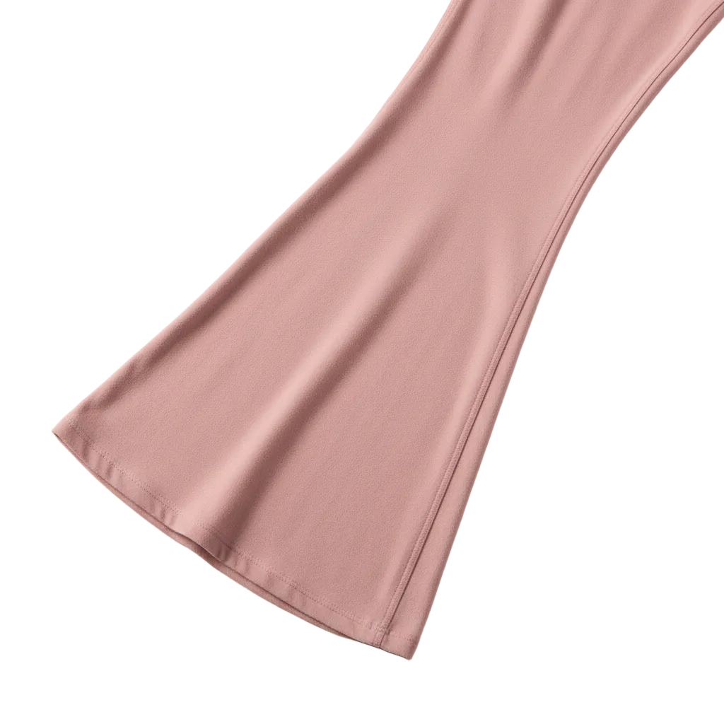 Dusty rose flare yoga pants fabric detail
