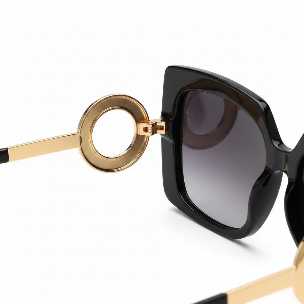 Women’s Luxury-Inspired Oversized Sunglasses with Gold Accent