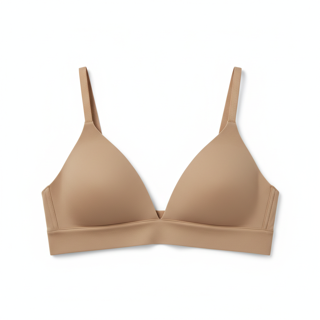 Women seamless triangle wireless bra latte beige