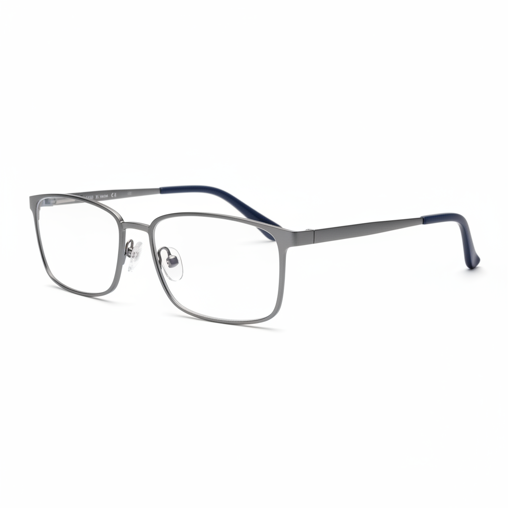 Three-quarter side profile view of photochromic reading glasses on white background
