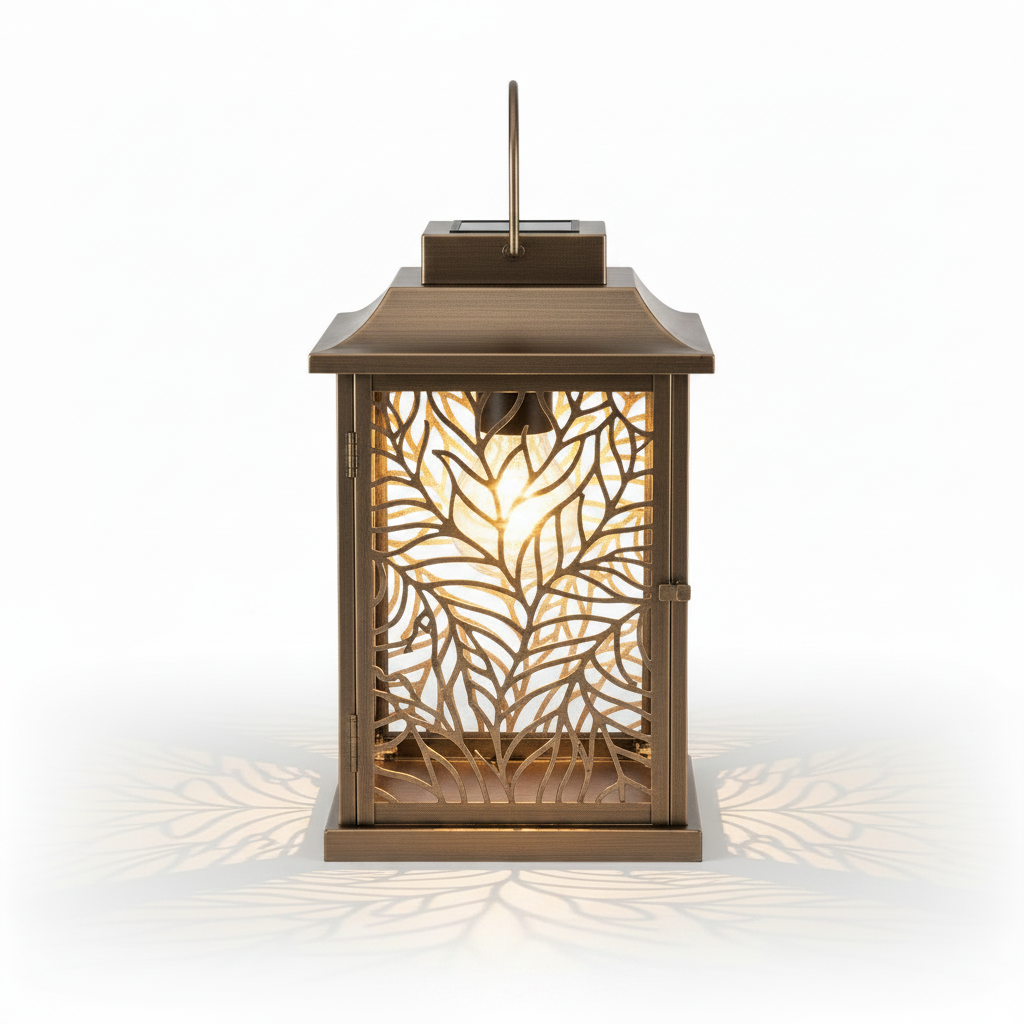 Solar Garden Lantern with Decorative Patterned Light