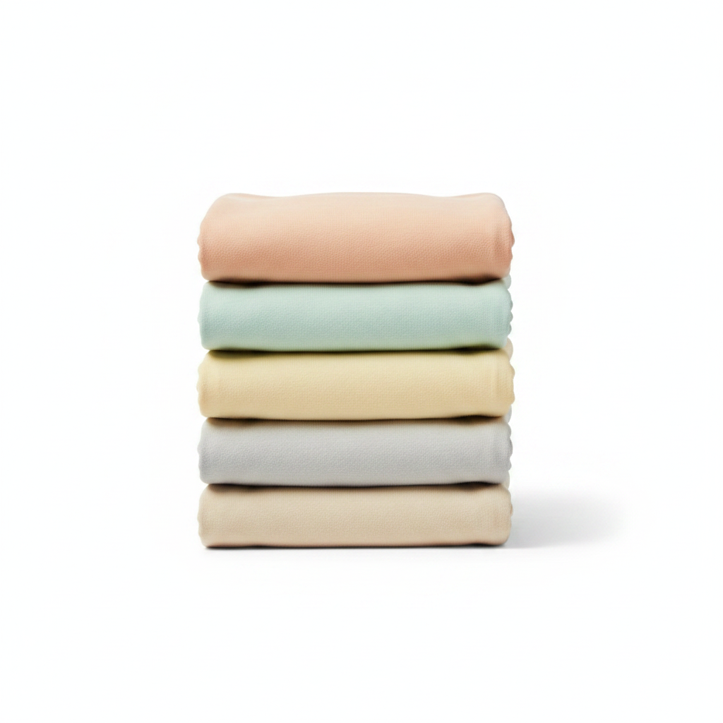 Lifestyle view of stretch cotton briefs folded on a bedside table