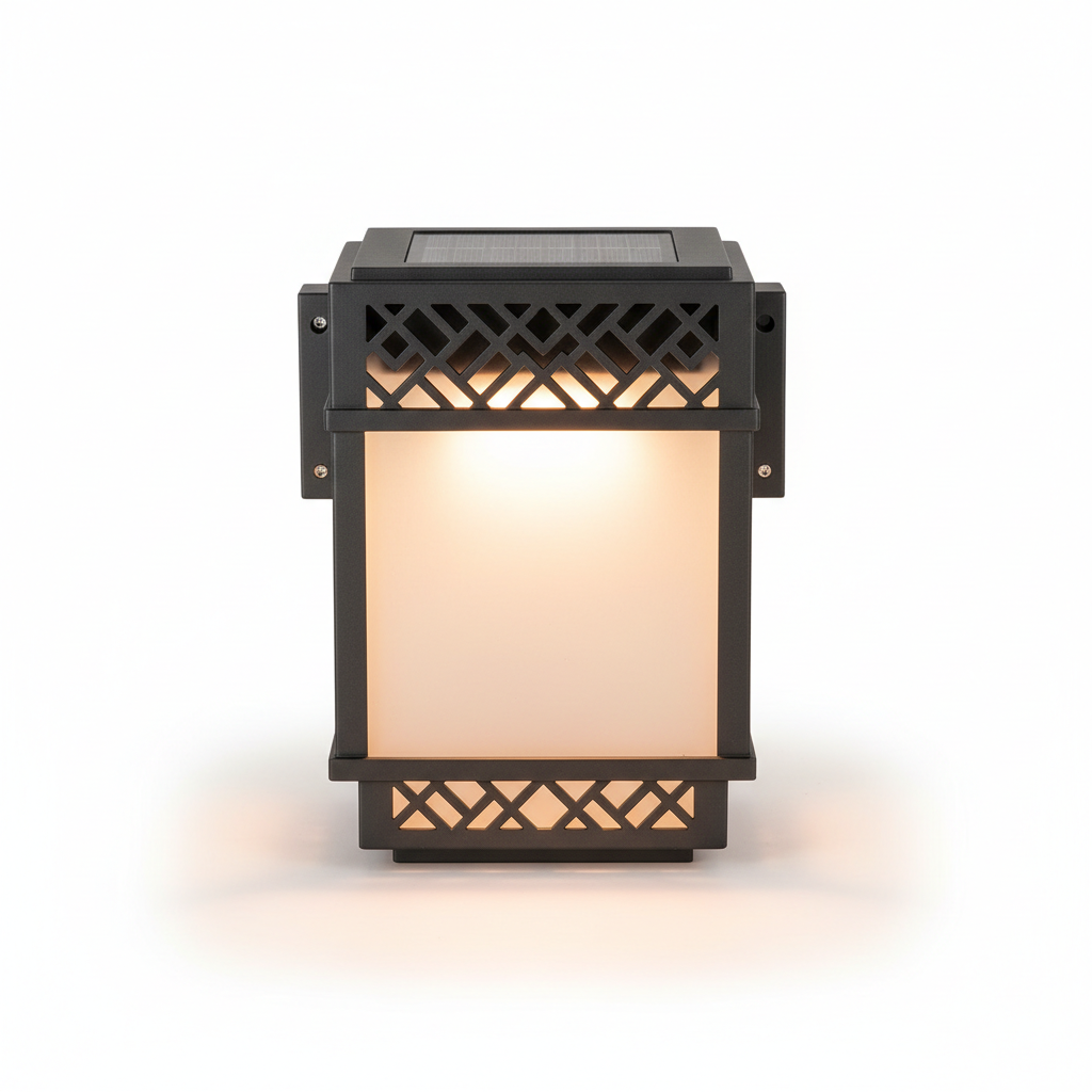 Solar Wall Lantern with Decorative Exterior Design