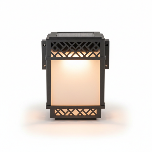 Solar Wall Lantern with Decorative Exterior Design