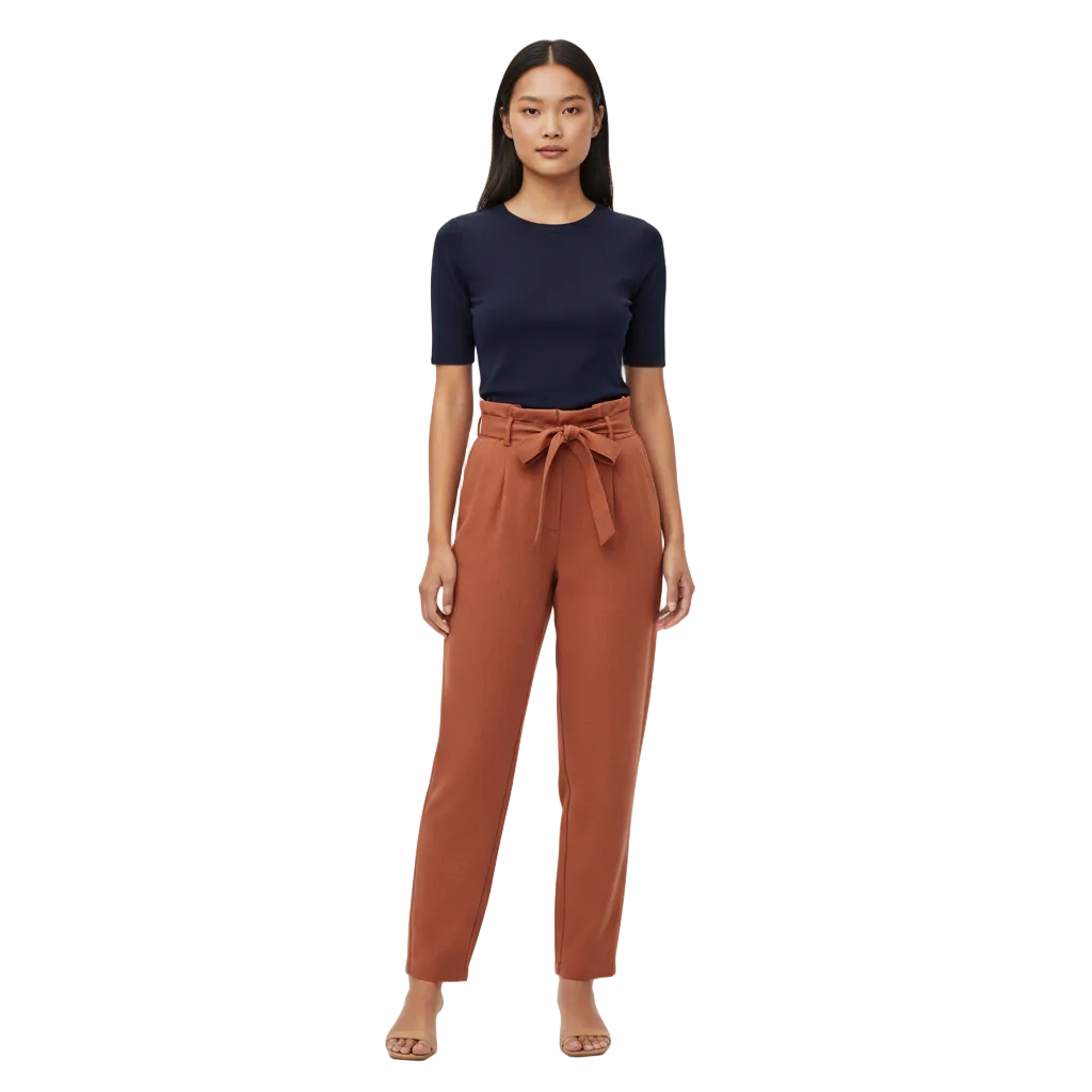 Women's Paperbag Waist Pants - Main Full Body View