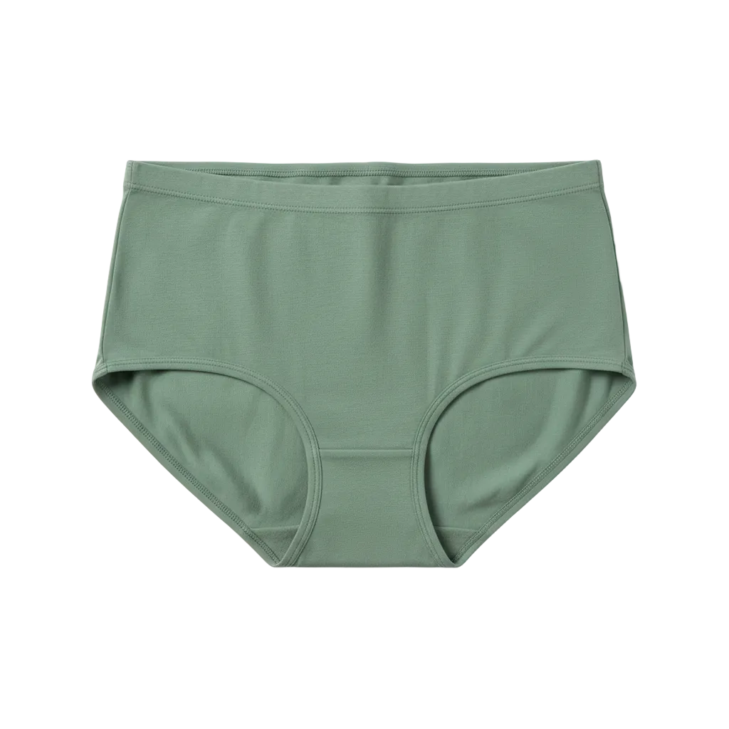 Front view of high waist cotton briefs with soft cotton gusset on white background