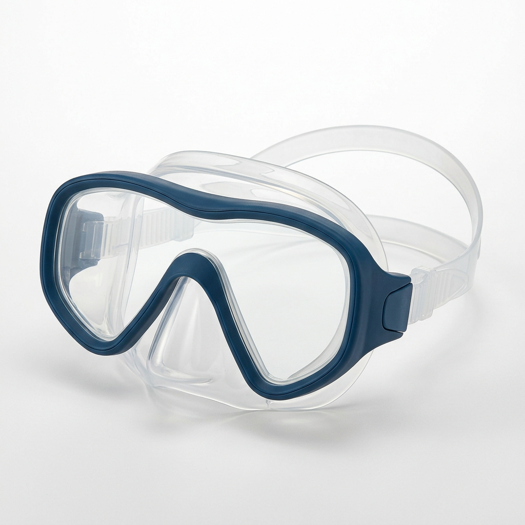 Recreational snorkeling mask with adjustable strap displayed for water-sport use.