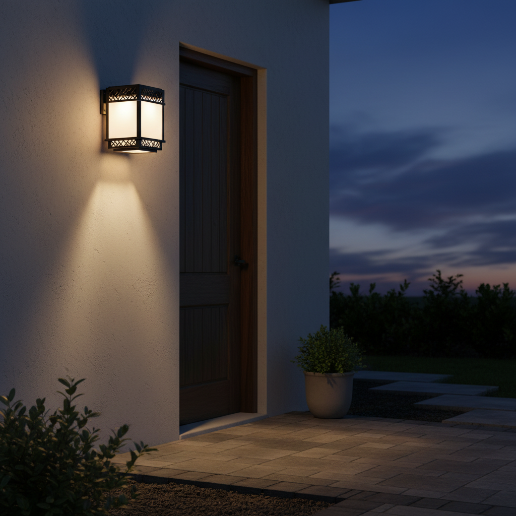 Solar Wall Lantern with Decorative Exterior Design