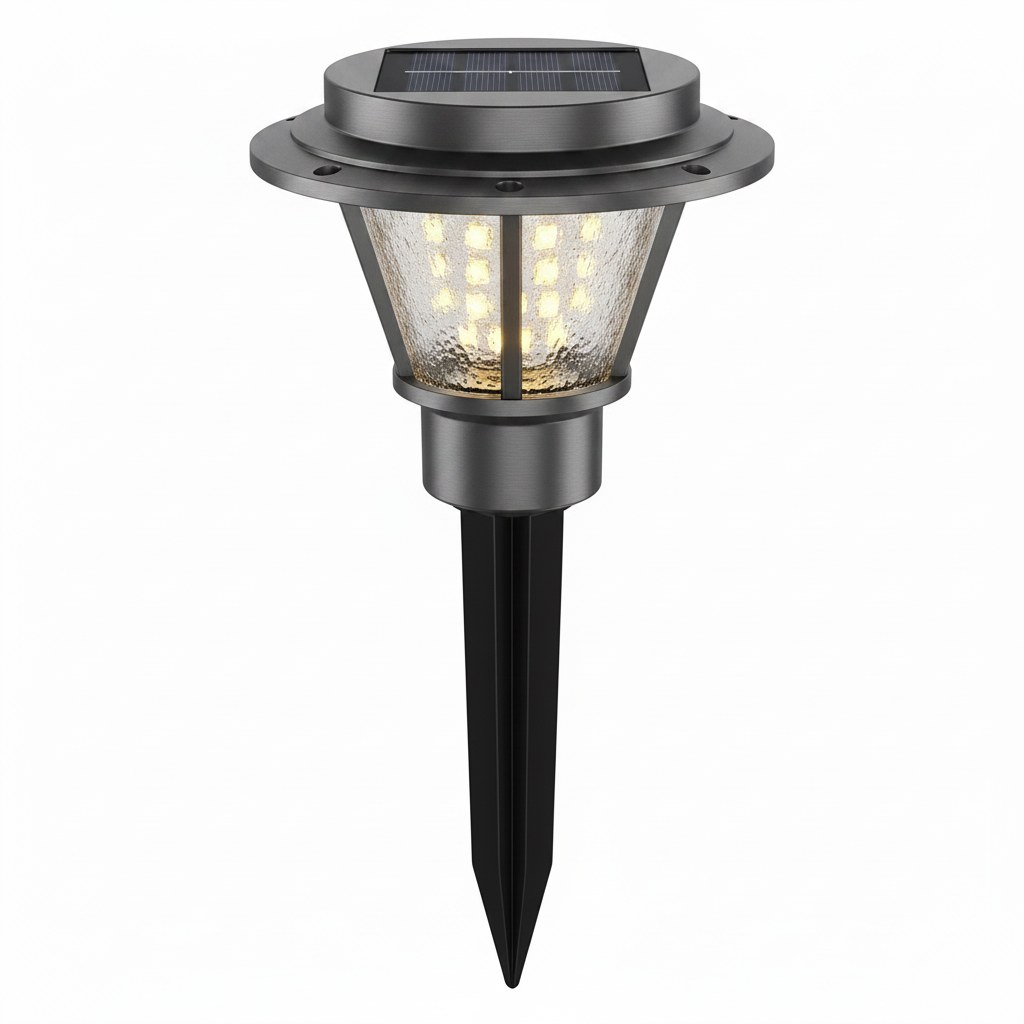 Back view of Solar Garden Pathway Light showing panel angle