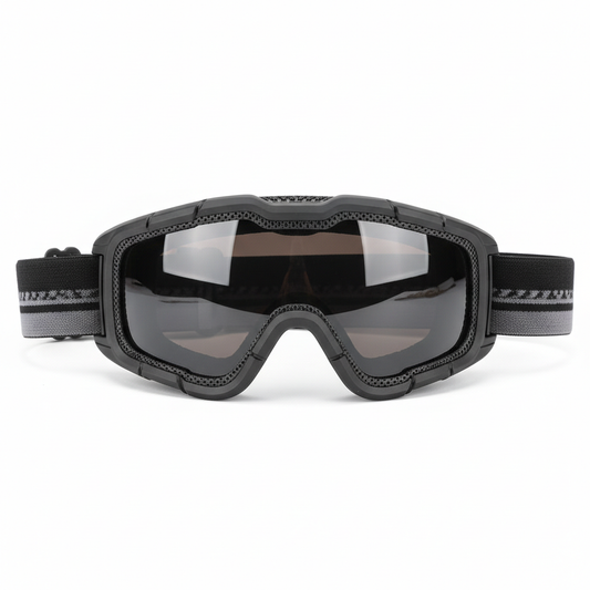 Full-coverage outdoor protective goggles with smoke lens on white background