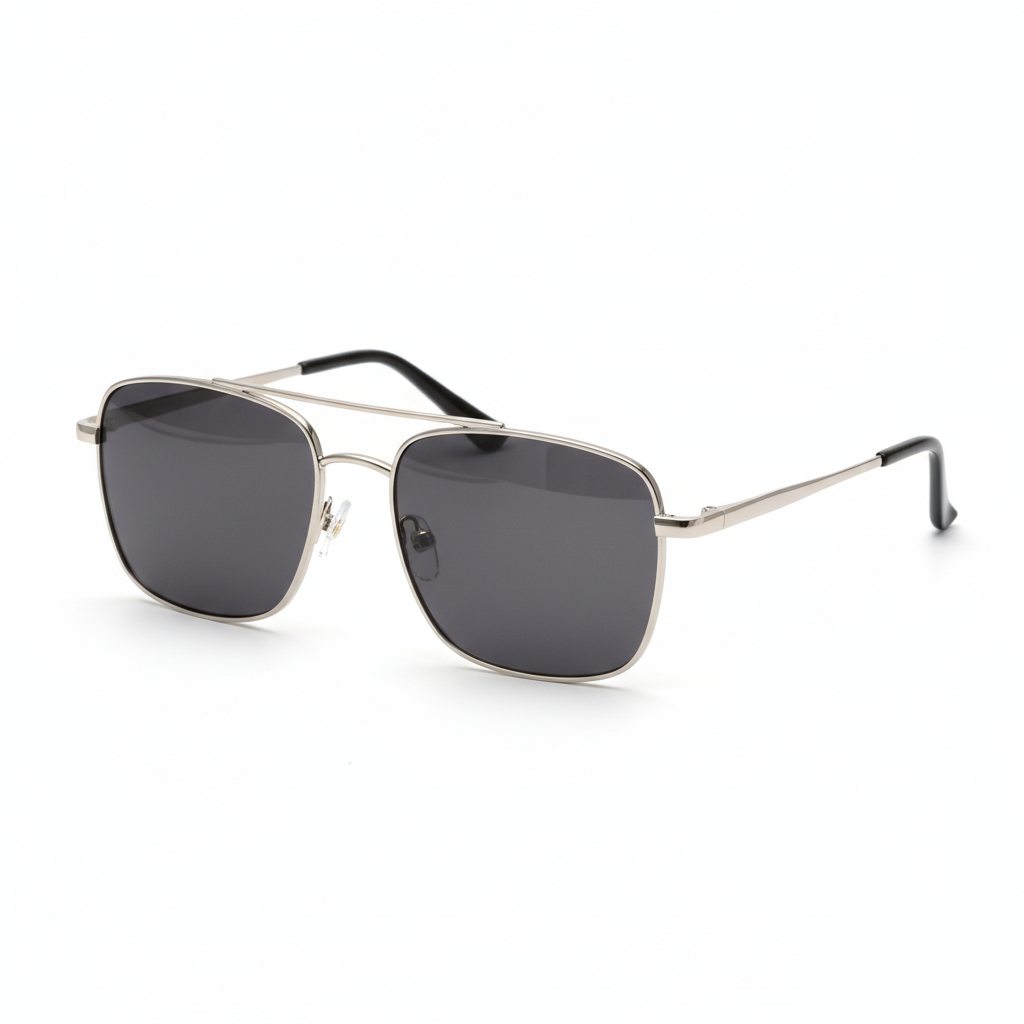Unisex Double Bridge Square Sunglasses with UV400 Protection