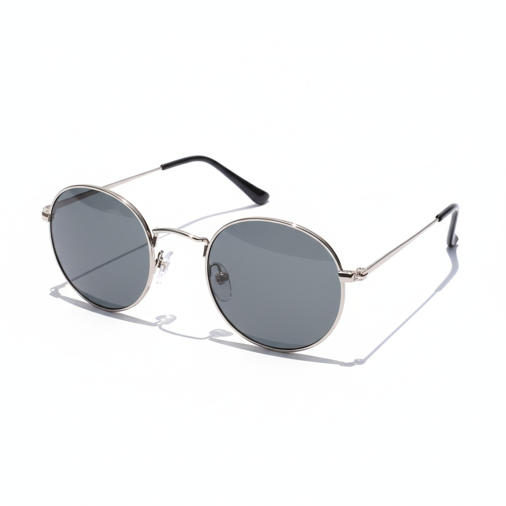Retro Round Sunglasses with Thin Metal Frame