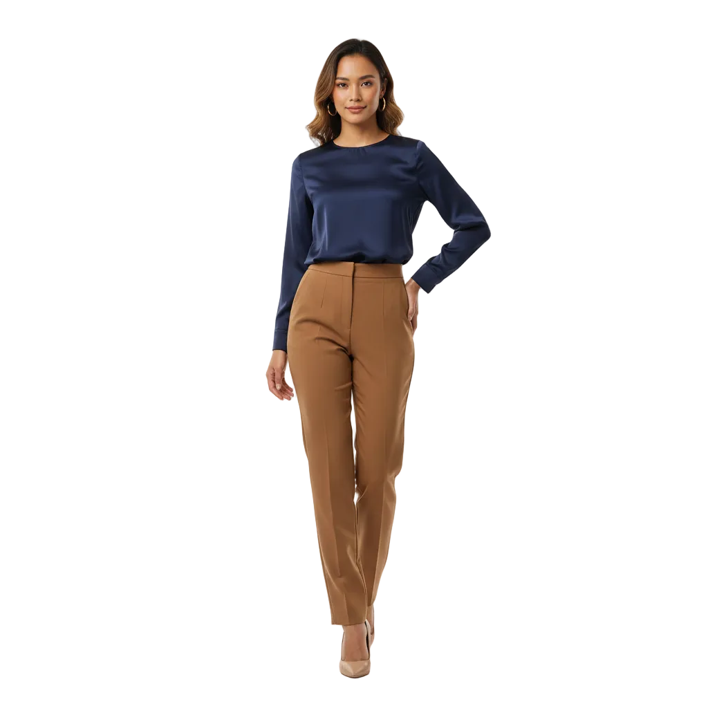 Women's High Waist Tailored Trousers - Front Dynamic View