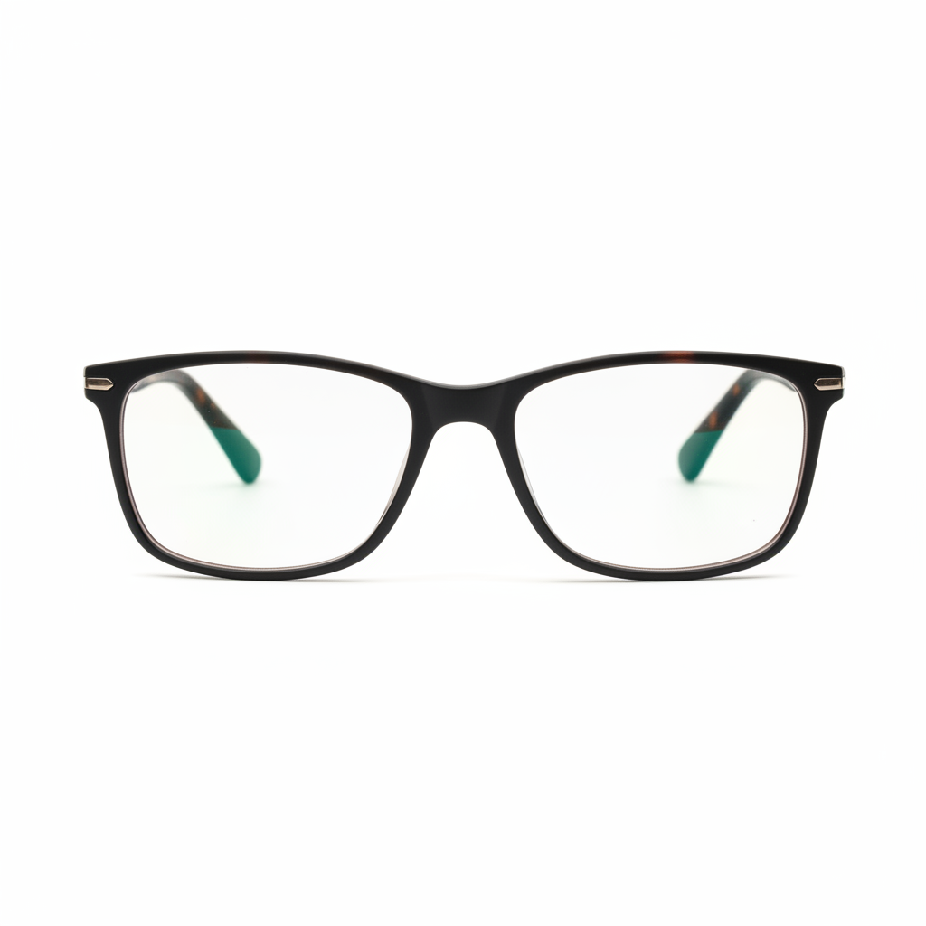 Coated reading glasses with anti-reflective lenses front view on white background