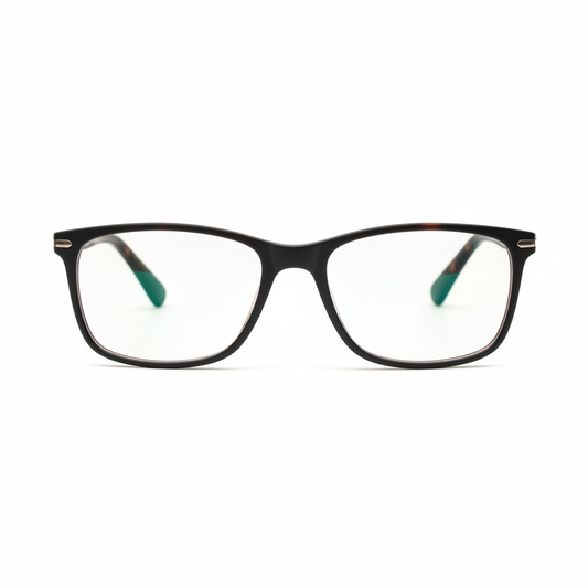 Coated reading glasses with anti-reflective lenses front view on white background