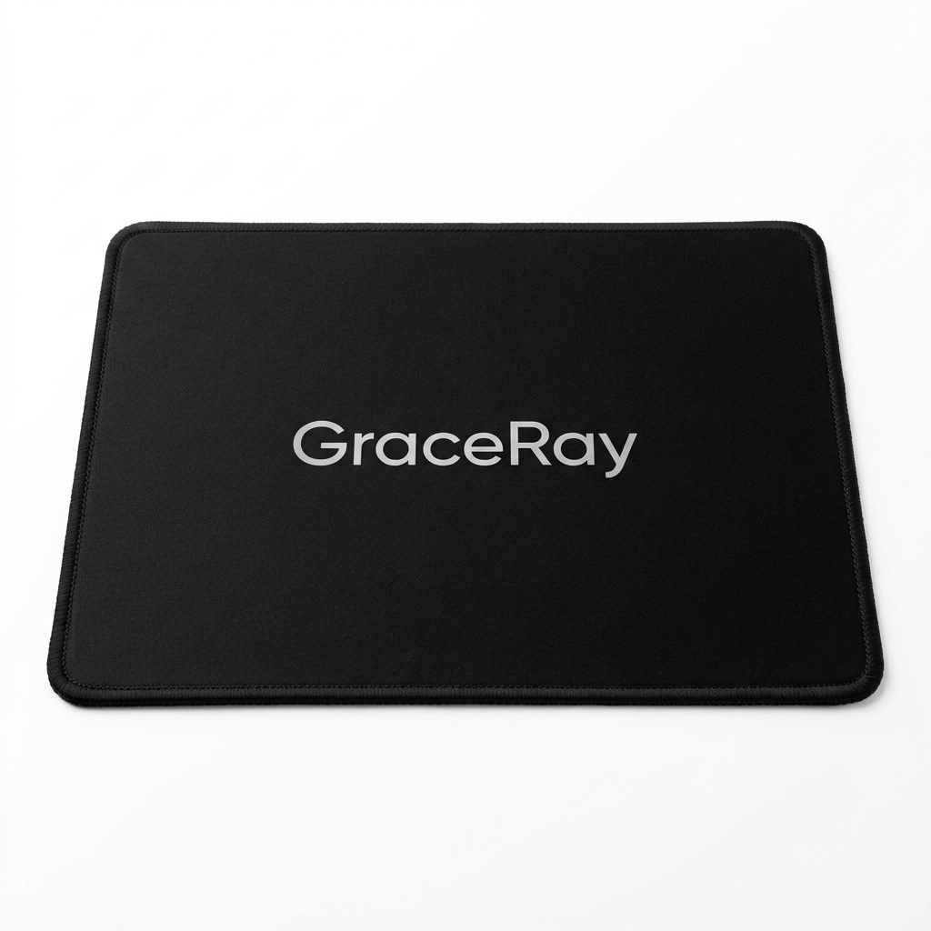 Custom logo promotional mouse pad with printed branding for office and corporate use.