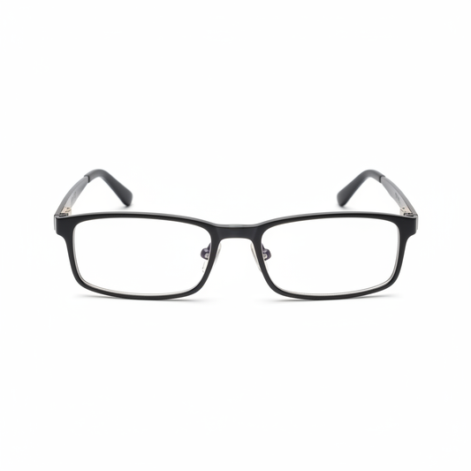 Foldable travel eyewear with compact frame in unfolded state on white background