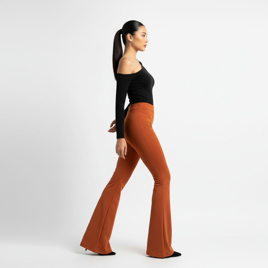 Women's High Waist Flared Pants - Side Flared Fit