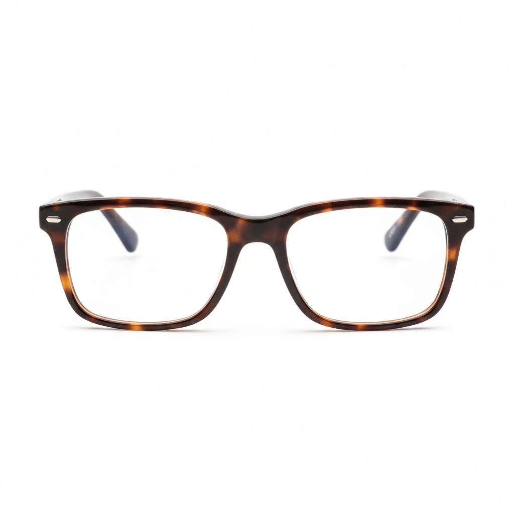 Premium acetate reading glasses with Havana tortoiseshell frame front view on white background