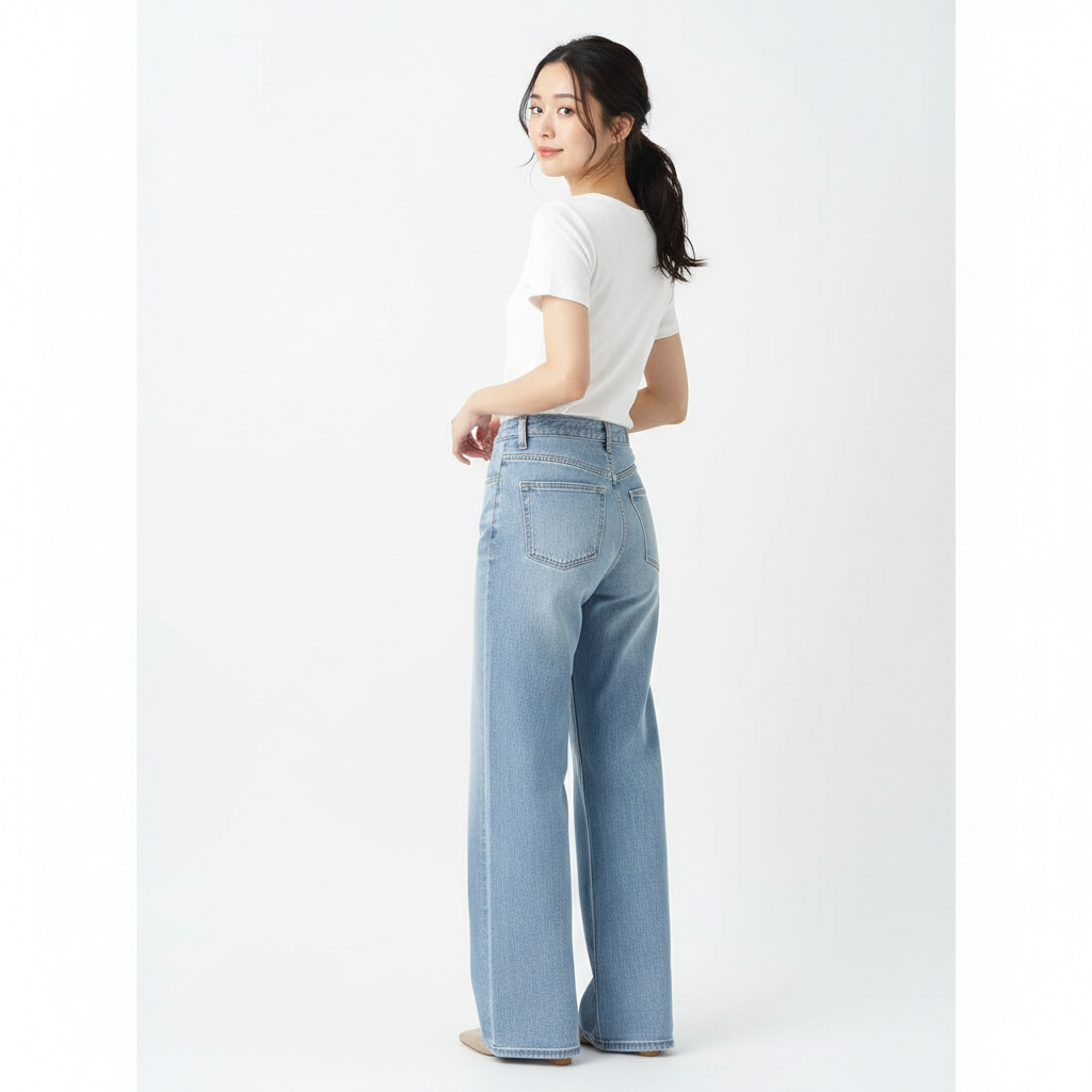 Back/Side Image - Wide Leg Jeans