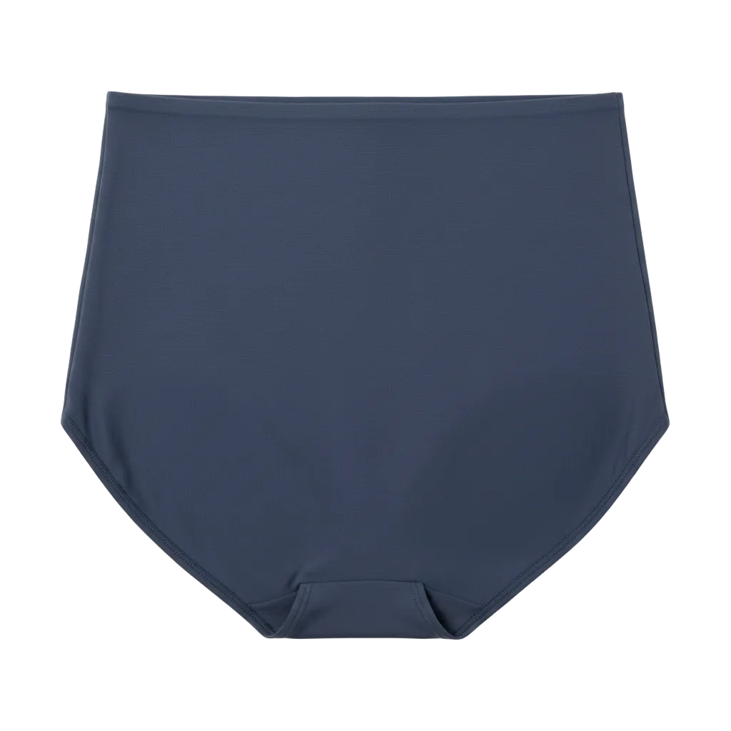 Back view of high waist light shaping stretch briefs showing smooth stretch fabric on white background