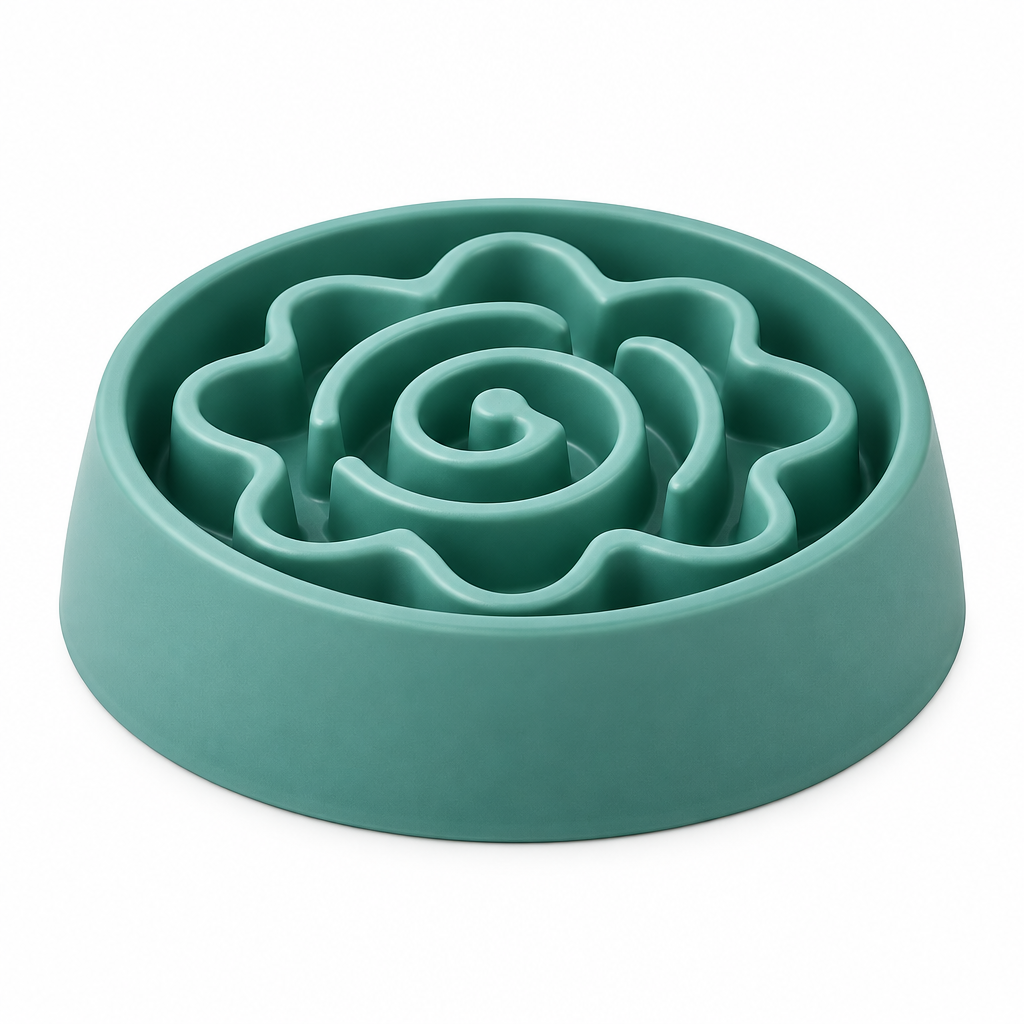 Side profile view showing depth and wall thickness of slow feeder dog bowl