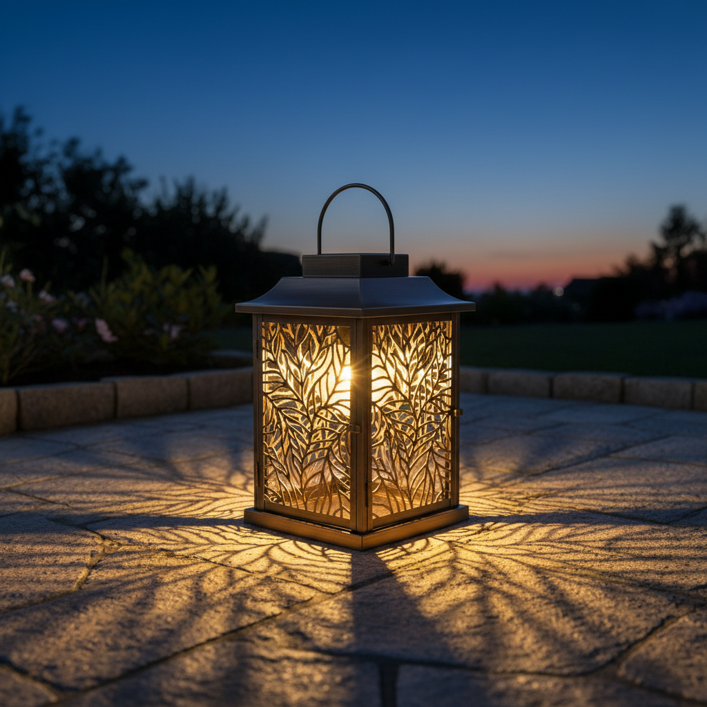Solar Garden Lantern with Decorative Patterned Light