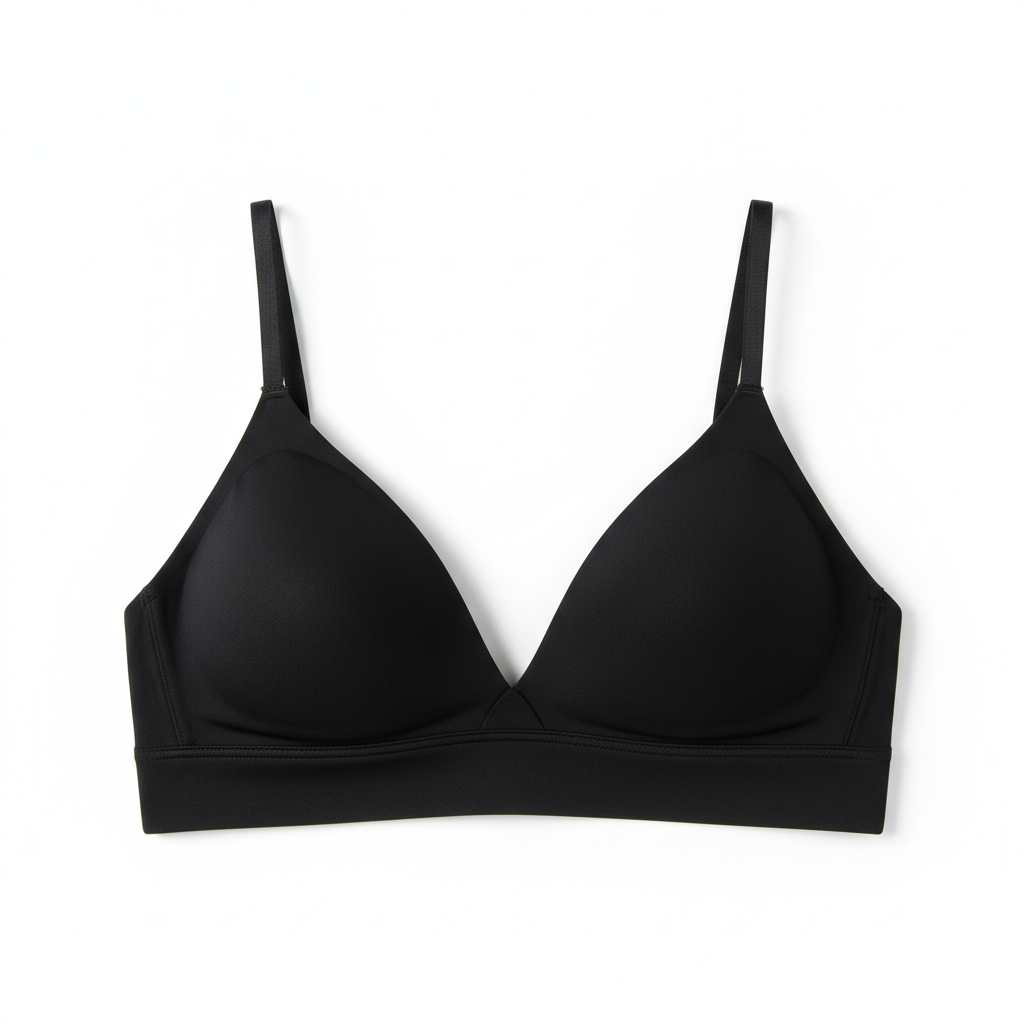 Women seamless triangle wireless bra black
