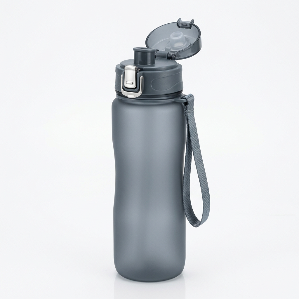 Reusable sports water bottle displayed for gym workouts and fitness activities.