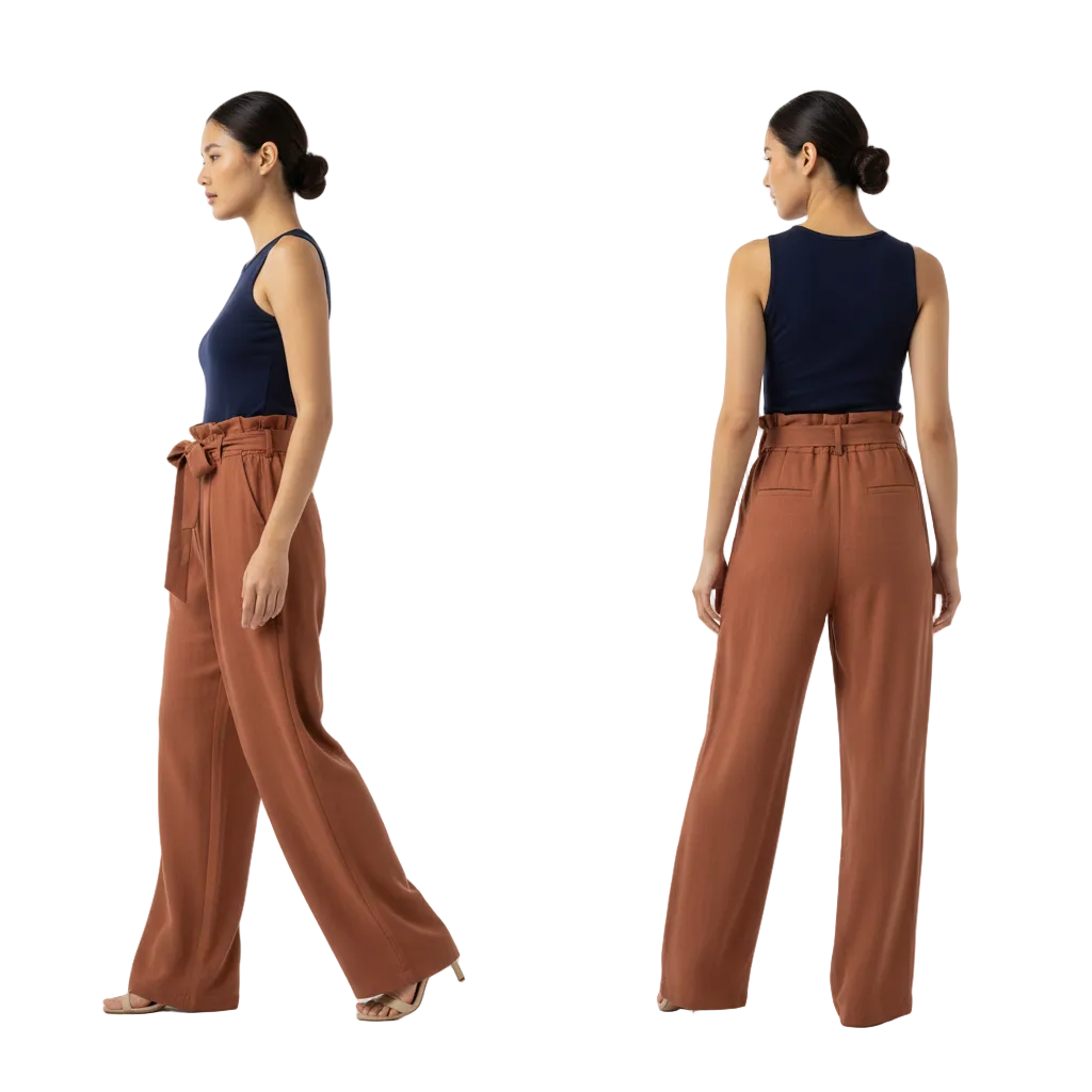 Women's Paperbag Waist Pants - Side and Back Fit