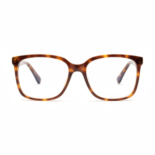 Women's oversized reading glasses with soft square tortoiseshell frame front view on white background