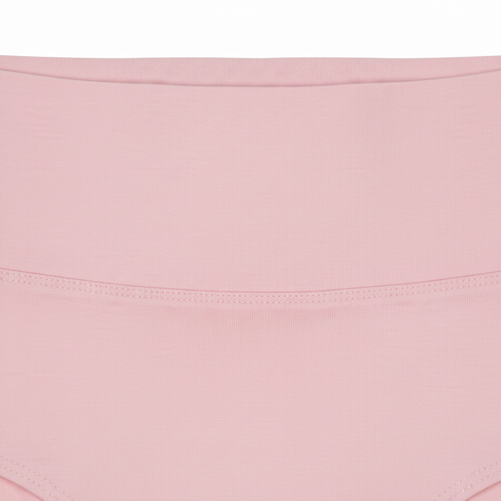 Extreme close-up of the soft elastic waistband and breathable cotton fabric texture