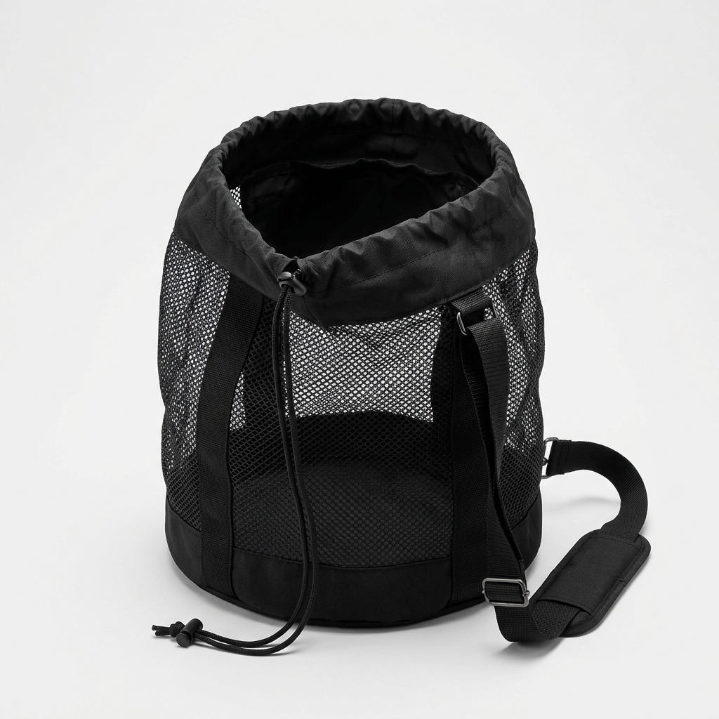 Outdoor sports equipment carry bag displayed with its actual storage and carrying structure.