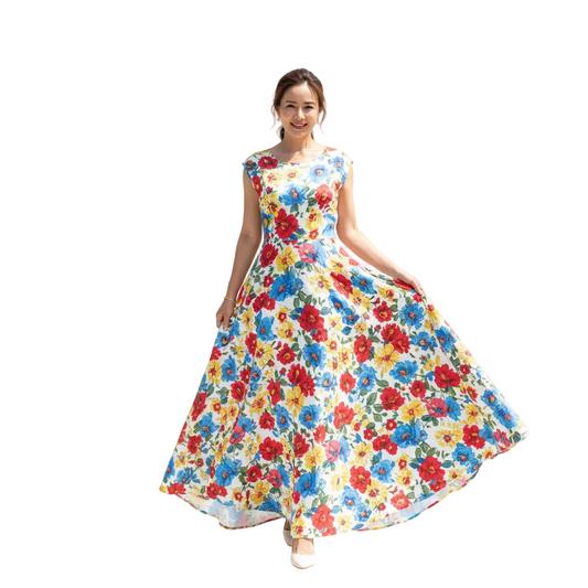 Women’s Floral Maxi Dress with Flowing Full-Length Silhouette