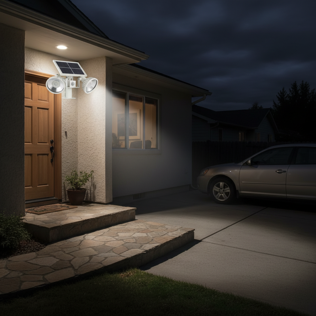 Solar Flood Light with Adjustable Dual Light Heads