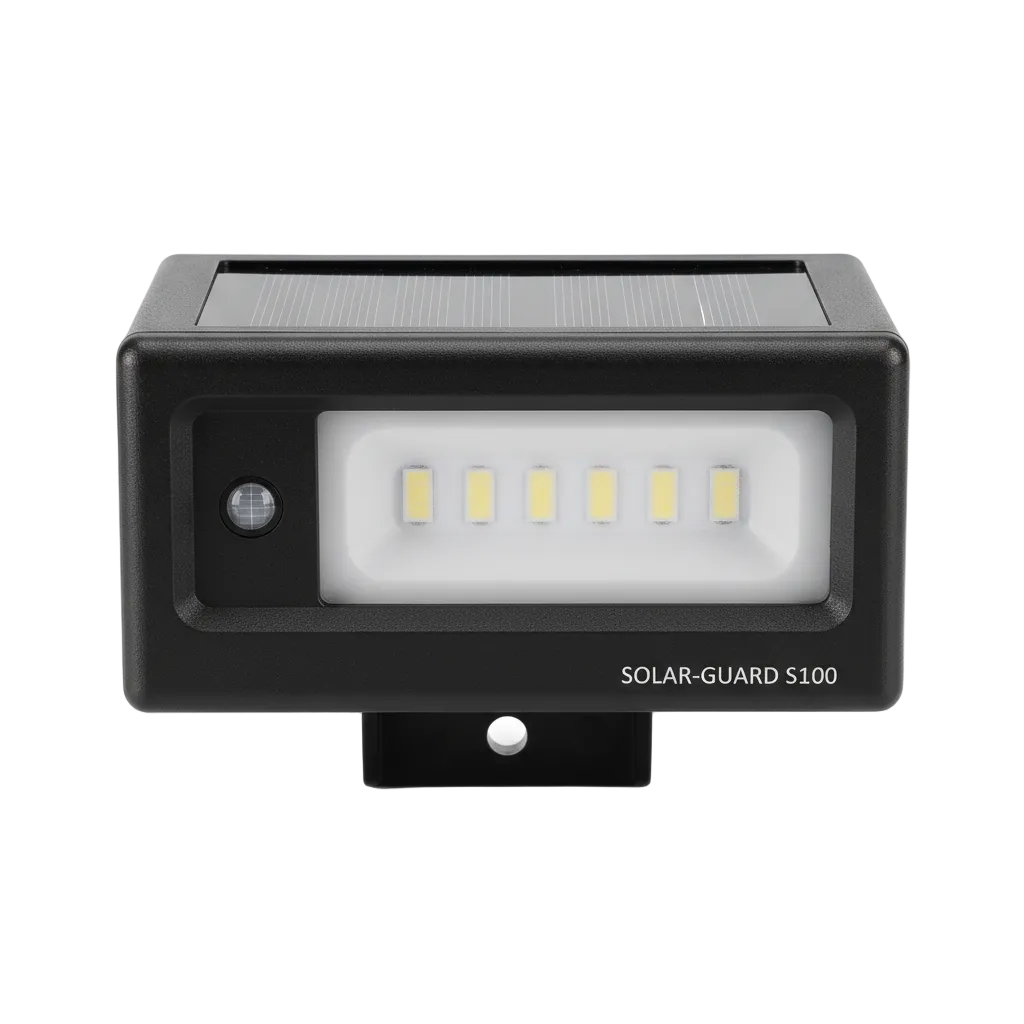 Solar Fence Light with Automatic Night Sensor on pure white background