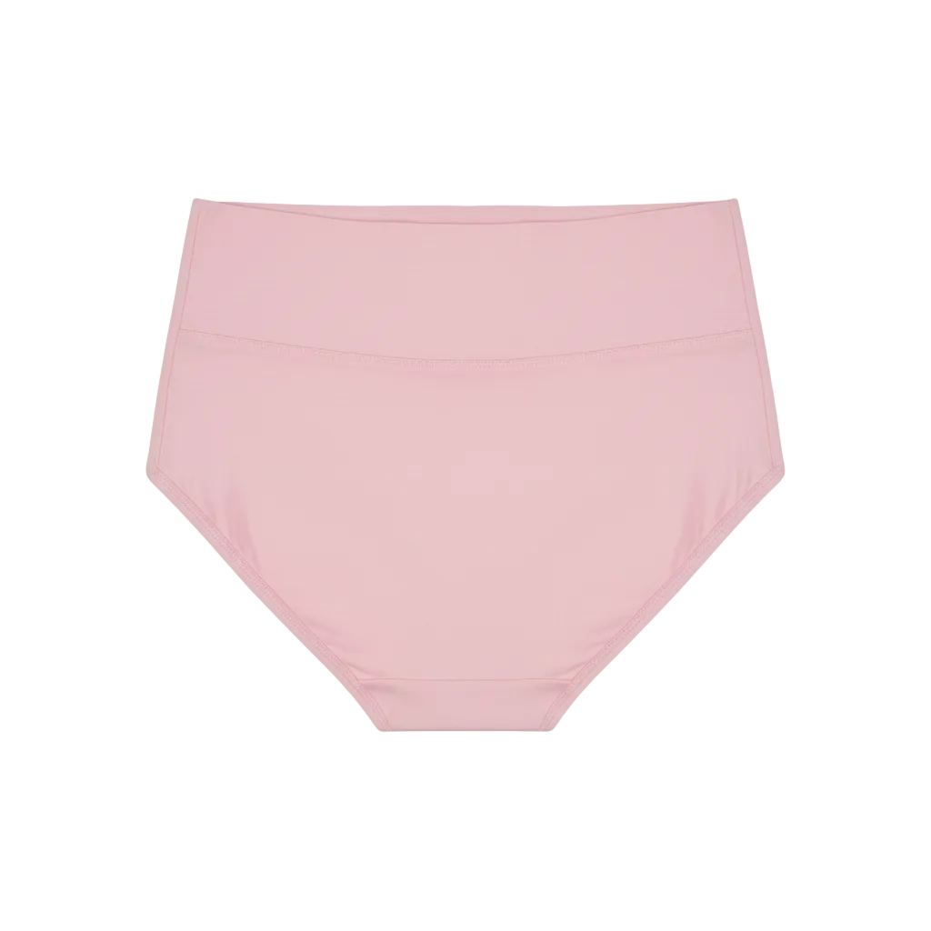 Back view of high waist full coverage cotton briefs on white background