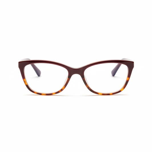 Women's cat eye reading glasses front view on white background