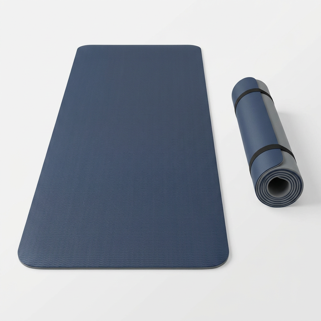 Exercise mat laid flat for floor workouts and stretching exercises.