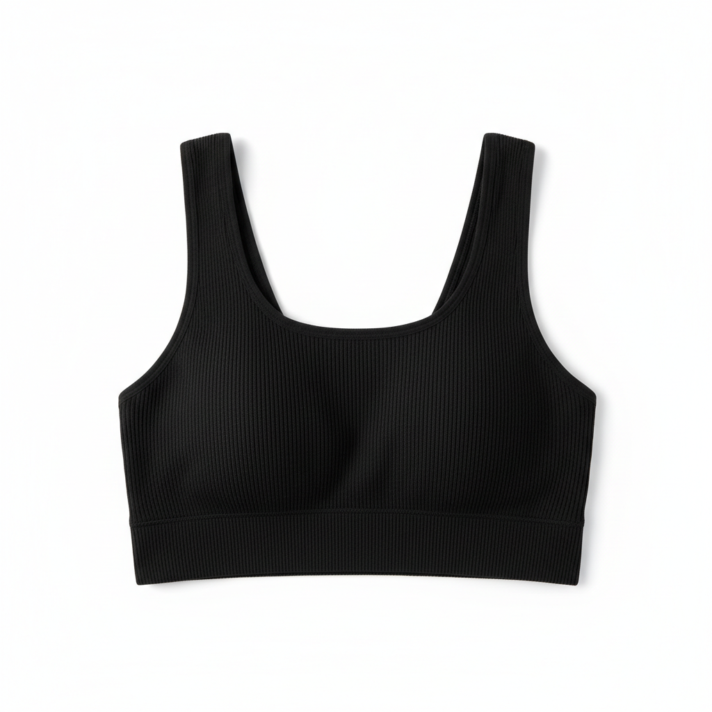 Women ribbed sports bra black