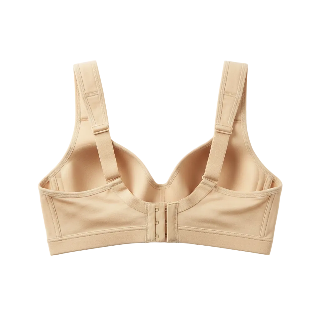 Back view of full coverage cotton bra showing adjustable wide straps and back closure