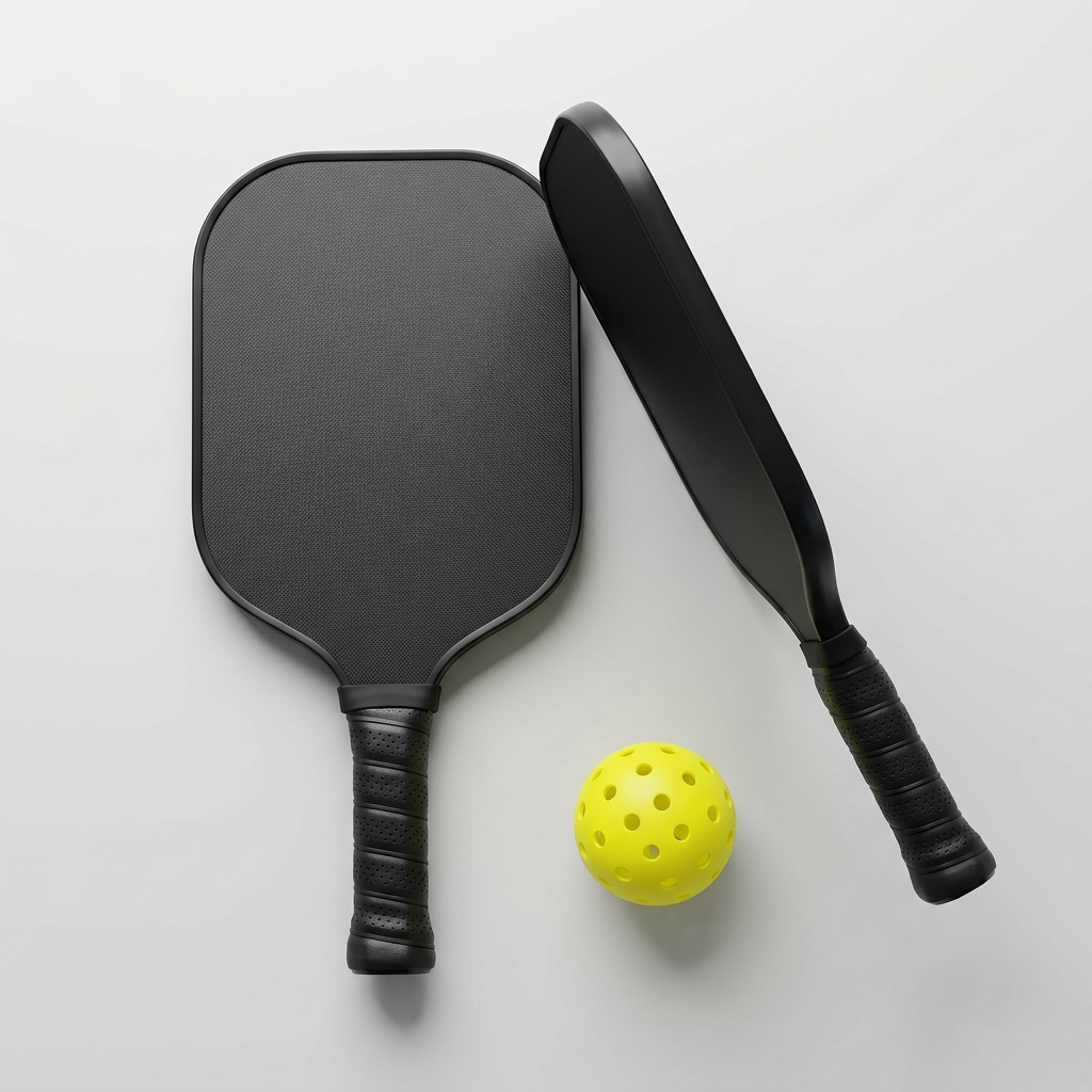 Pickleball paddle with handle grip displayed for recreational paddle sports.