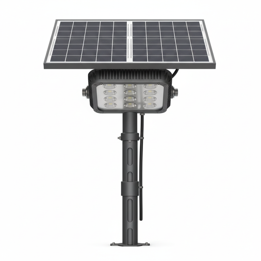 Solar Street Light with Split Solar Panel on pure white background
