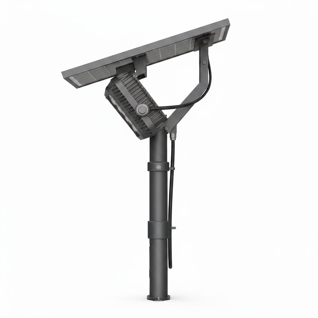 Side profile of Split Solar Street Light showing panel bracket